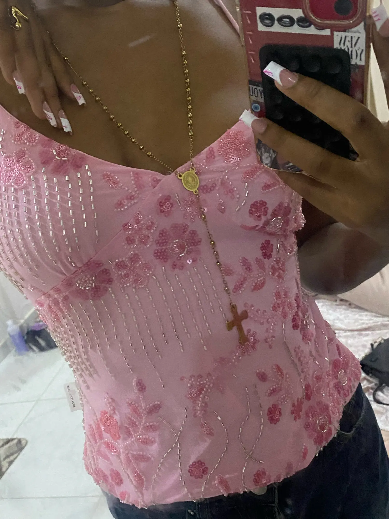 Y2K Fashion Sequin Camisole - Deep V-Neck Backless Summer Top photo review