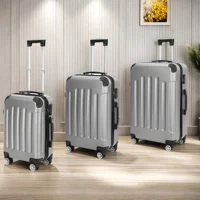 Ensemble de valises Comanlai 3 pièces (21/24/28 pouces) avec roulettes et serrure TSA, valise rigide de voyage en ABS, poignée télescopique, gris 1