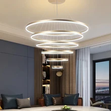 Ac 220v led luzes pingente para casa cozinha sala de estar jantar diy pendurado luz círculo anéis lâmpada iluminação interior luminárias