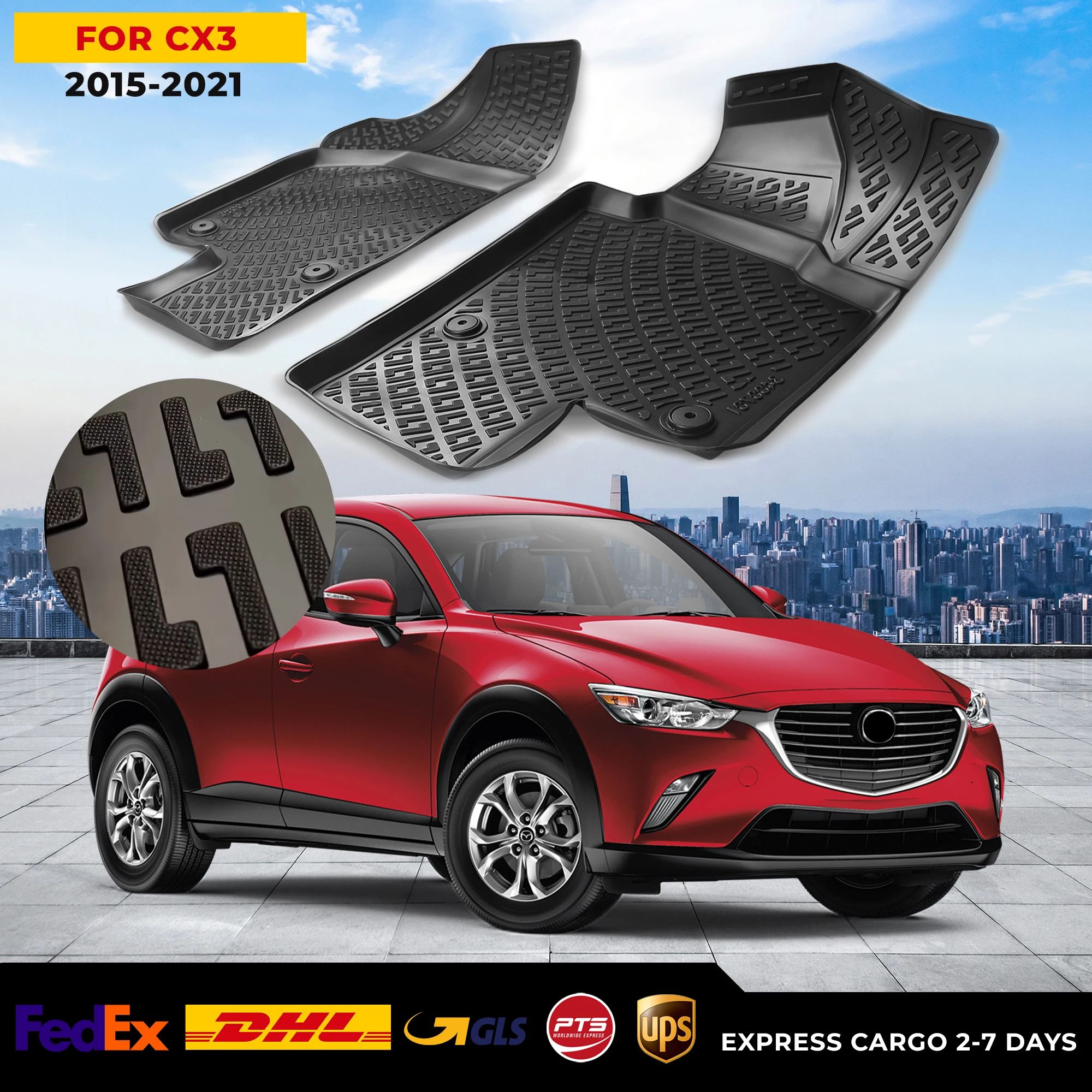 

3D Car Floor Liner For Mazda CX3 2015-2021 Waterproof Special Foot Pad Fully Surrounded Mat Accessories Rugs Non-slip