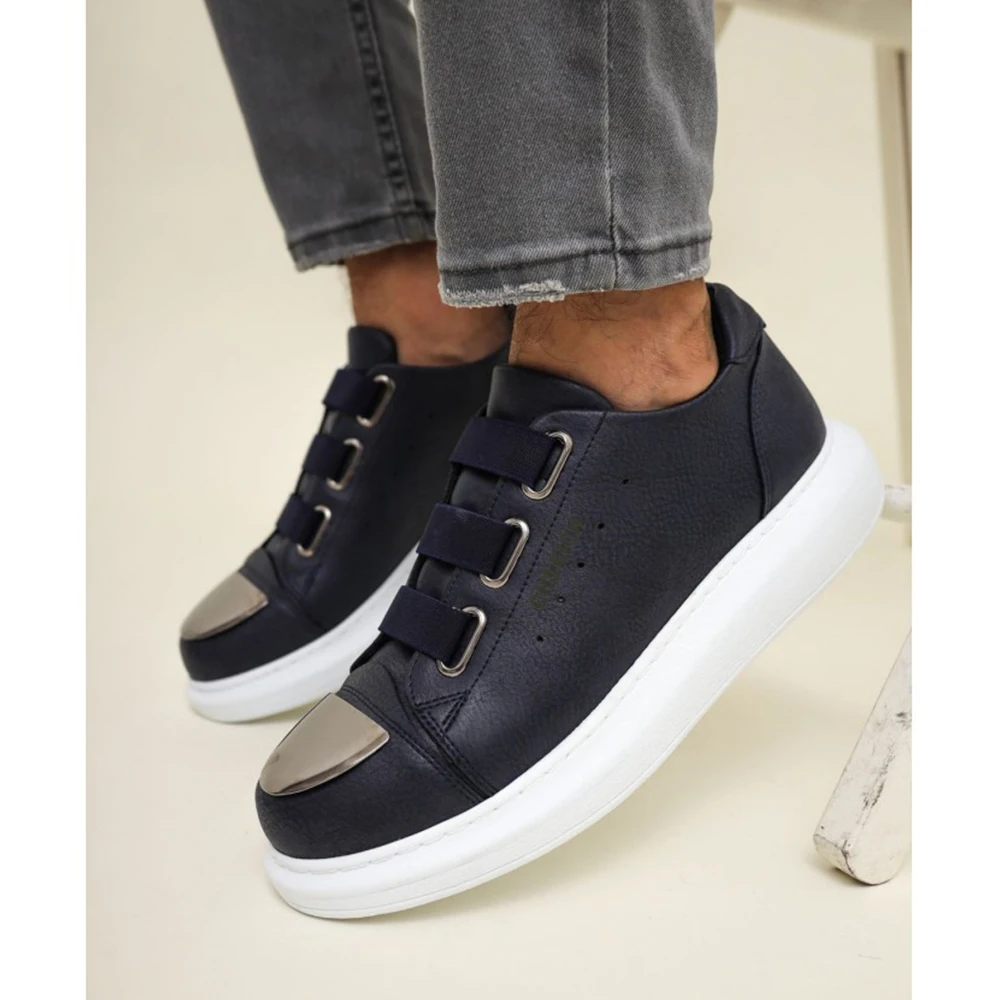

CFN Store Men Women Shoes Navy Blue Color Elastic Band Closure Artificial Leather Spring and Autumn Seasons Slip On Comfortable 2023 Fashion Wedding Orthopedic Suits Comfort Lightweight Casual Odorless Breathable 251