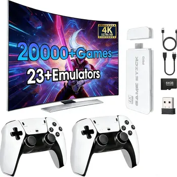 4K Game Stick Pro 20000+ Retro Games,Plug and Play HDMI TV Game Console,2.4G Wireless Controller,Ideal Gift for Kids & Adults 1