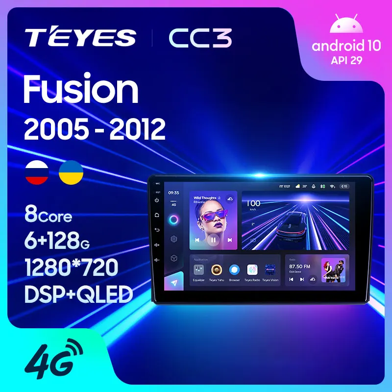 TEYES CC3 Штатная магнитола For Форд Фьюжн рестайлинг Ford Fusion 1 2005 - 2012 до 8-ЯДЕР 6 + 128ГБ 27EQ