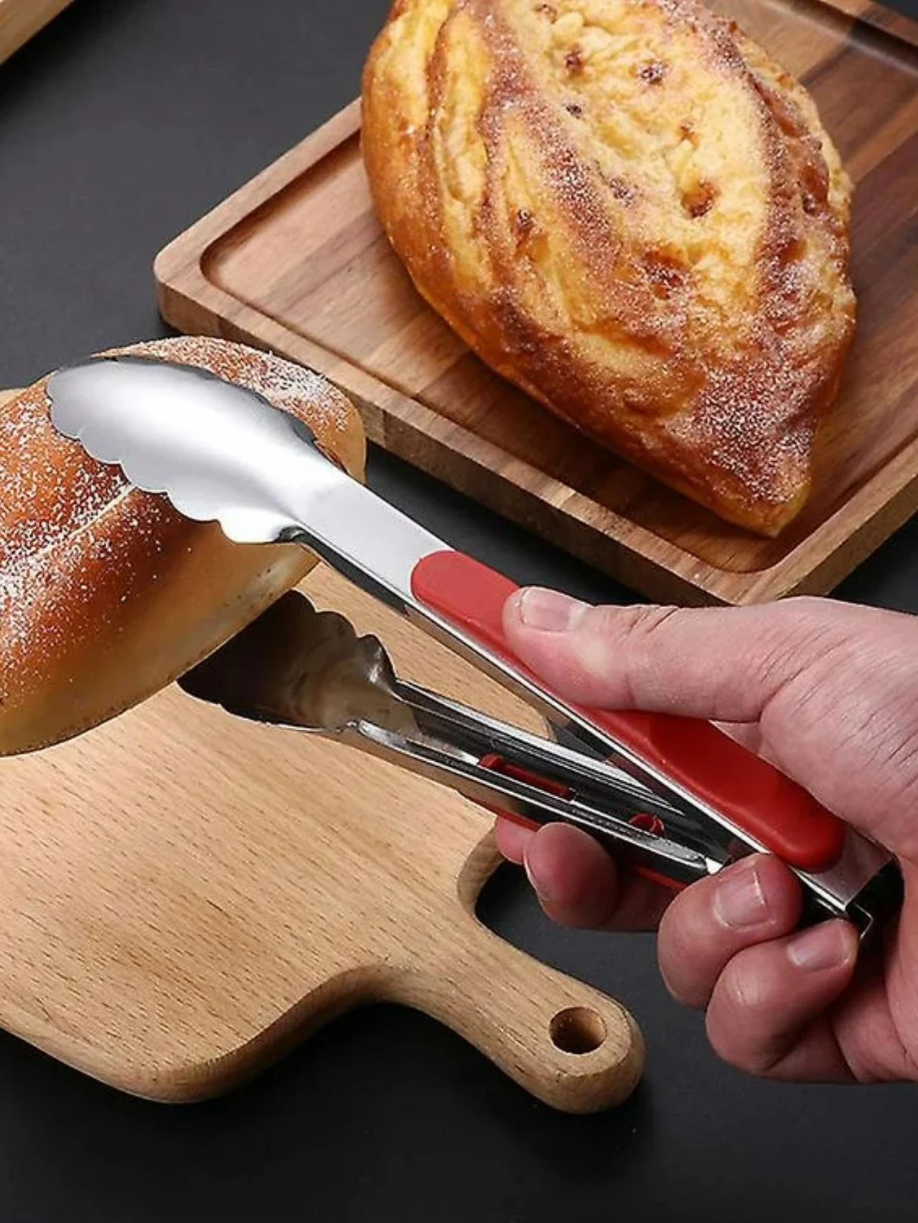 1 Pieza de Pinza de Cocina de Acero Inoxidable Con Mango de Silicona Rojo Antideslizante y Resistente al Calor