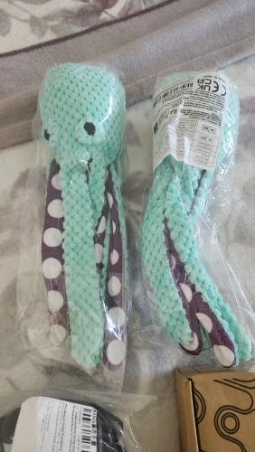 Perro mascota peluche pulpo juguete interactivo sonido anti-demolición hogar perro grande y pequeño aburrimiento compañero juguete photo review