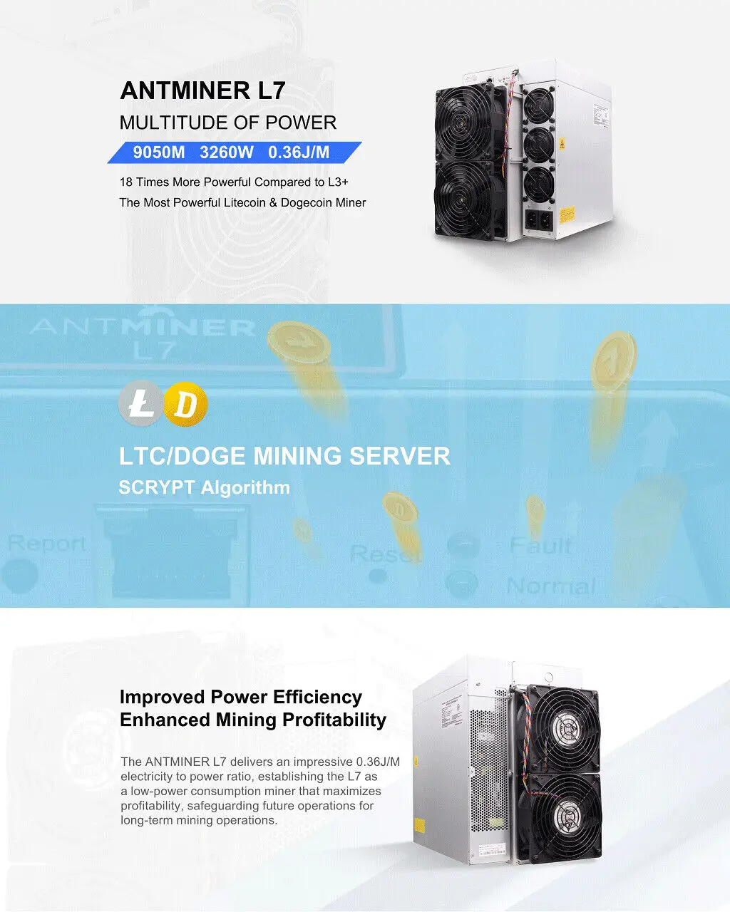 Antminer L7    Ʈ LTC, 9050Mh/s, 3260W