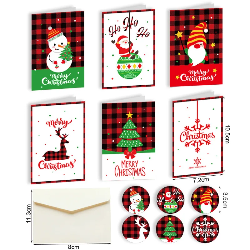 12 stücke/1 satz Frohe Weihnachten Falten Kleine Grußkarten Weihnachten Grußkarte DIY Neue Jahr Postkarte Geschenk Karte xmas Party Dekorieren Noel – Detail 7