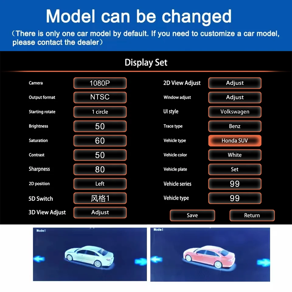 car 360 camera 3D 360 view camera system Front and rear left and right driving recorder parking monitoringDisplay left right