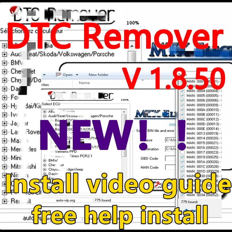 DTC Remover 2023 For KESS KTAG FGTECH OBD2 Software MTX DTC Remover 1.8.5.0 With Keygen+ 9 Extra ECU Tuning Software ECU Full