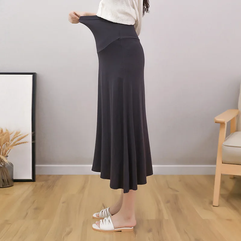 Summer Modal Loose Maternity Skirts Pregnant Women Clothes Abdominal High Waist Casual Pregnancy Package Hip A-line