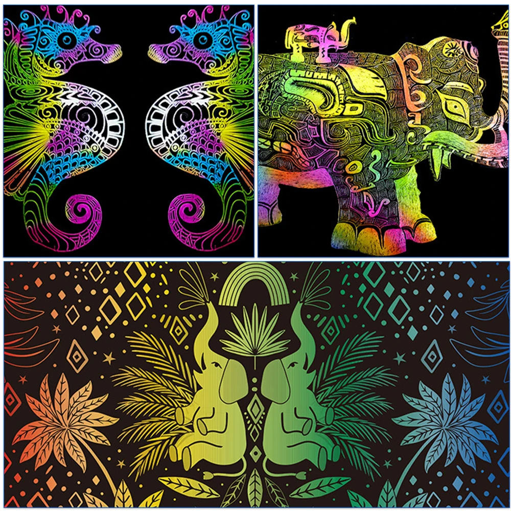 DIY Magic Color Rainbow Scratch Art Paper Card Set Random Color For Laser Engraving Laser engraver TTS-55 Drawing Gift