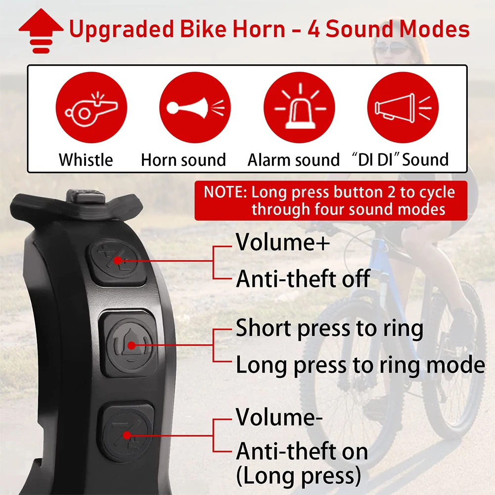 Electric Bike Bell Horn Alarm Ring Speaker Doorbell for Electric Scooter Road MTB Accessories bicycle bell bicycle horn bicycle alarm bicycle accessories