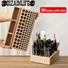 98 Holes Wooden Tool Organizer Box Leather Craft Tool Wood Holder Rack Drill Bits Organizer Tools Organizer Storage 1