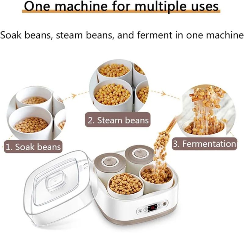 1.5L Intelligence Natto Machine Fermentation Slow Cooker Steamer Stew Pot Yogurt Maker Pickle Rice Wine 40℃ Constant Temp