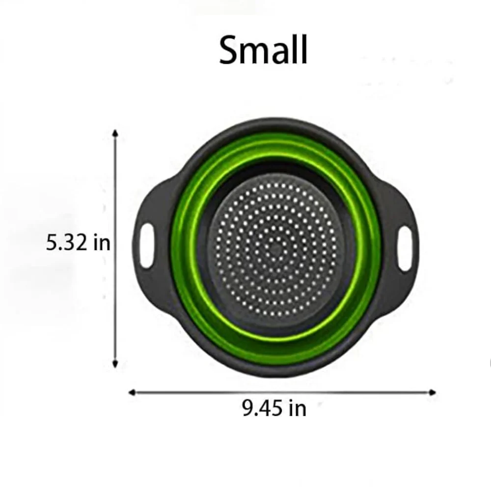 מסננת מטבח מתקפלת, מסננת עגולה קטנה עם בסיס וידית, מתאימה לפסטה, פירות וירקות