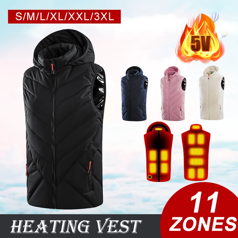 Zone 11 Fever Vest Heated Vest for Men Women Heating Down Jacket USB Charging 3 Gear Control Winter Warm Outdoor Sportwear