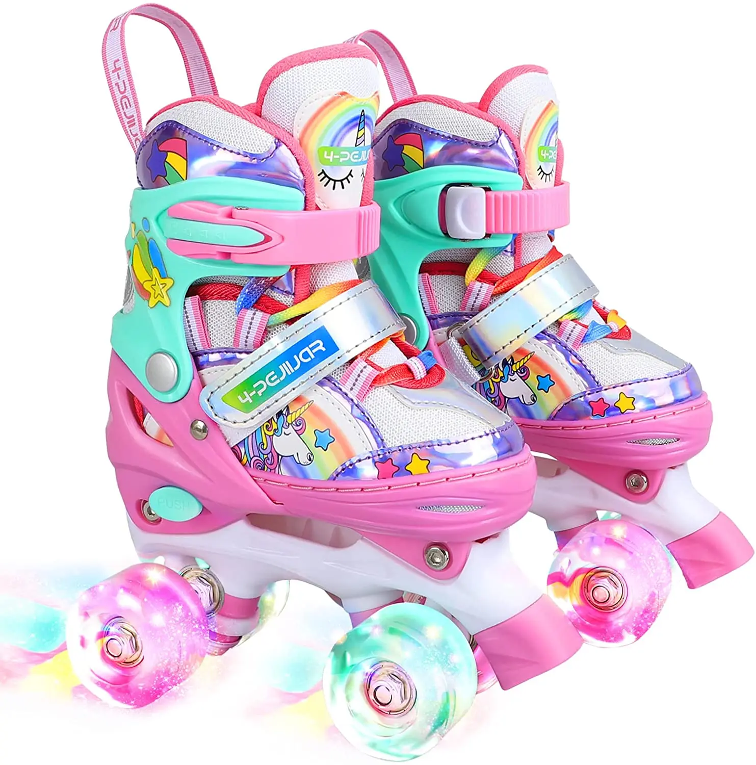 Adjustable Inline Roller Skates Set Kids Boys Girls Youth Gifts Blue Pink S/M 