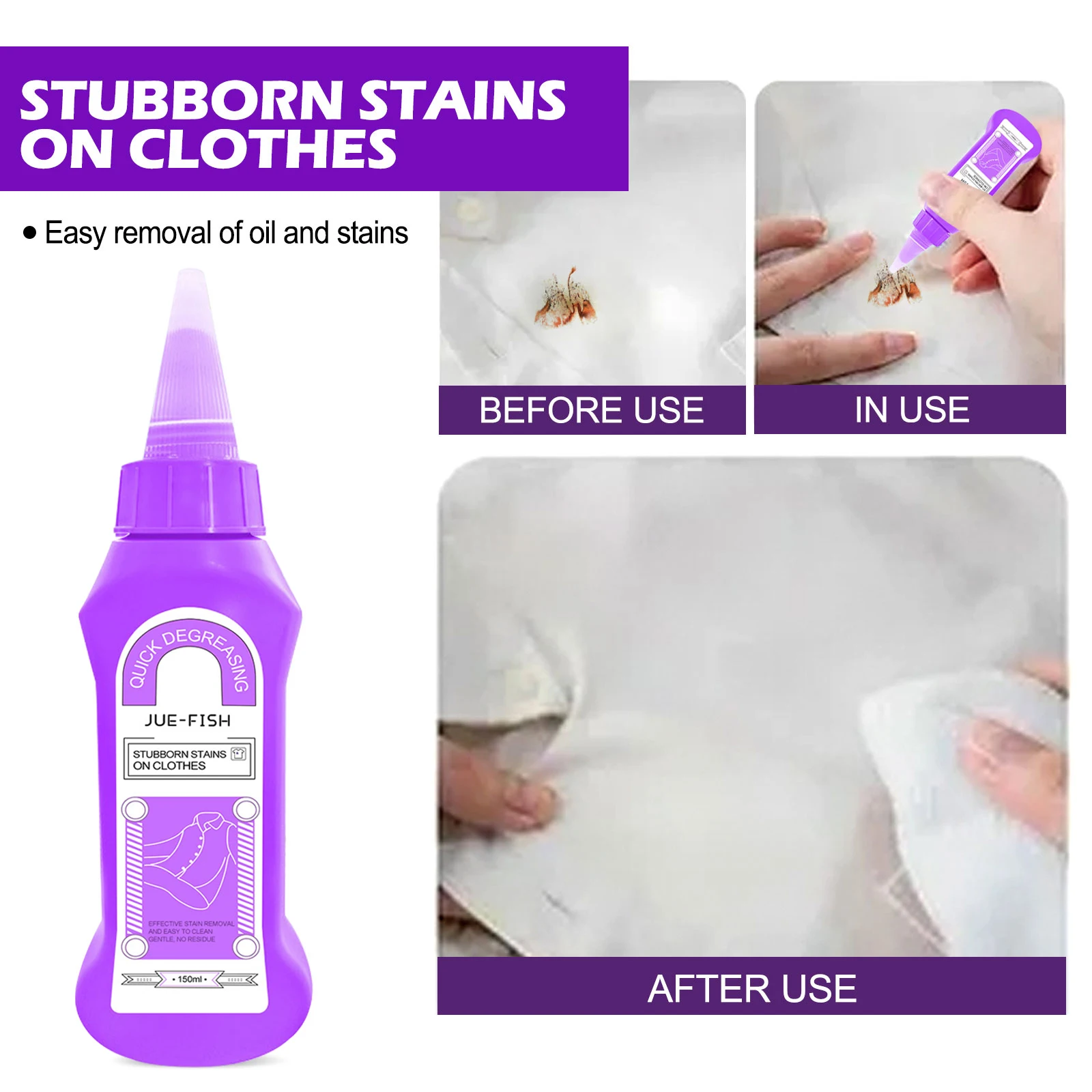 Jue-Fish Clothes Cleaning Stain Removing Agent Quick Decontaminate Clothes Stubborn Stains Remover Laundry Detergent Liquid