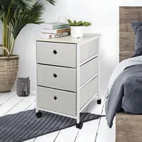 HEFPTURE 3-Drawer Nightstand – Fabric Side Table Storage Tower with Wheels, Compact Dresser Chest for Bedroom or Office 1