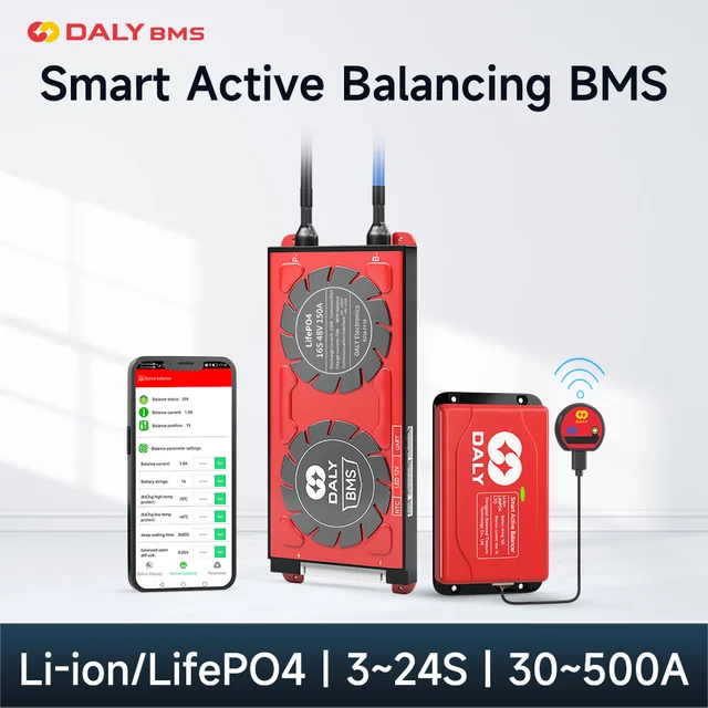 Daly Smart bms Active Balancer APP Board Bluetooth Battery Equalizer BMS  Protection 3S 4S 7S 8S 10S 12S 13S 15S 16S 17S 20S 24S