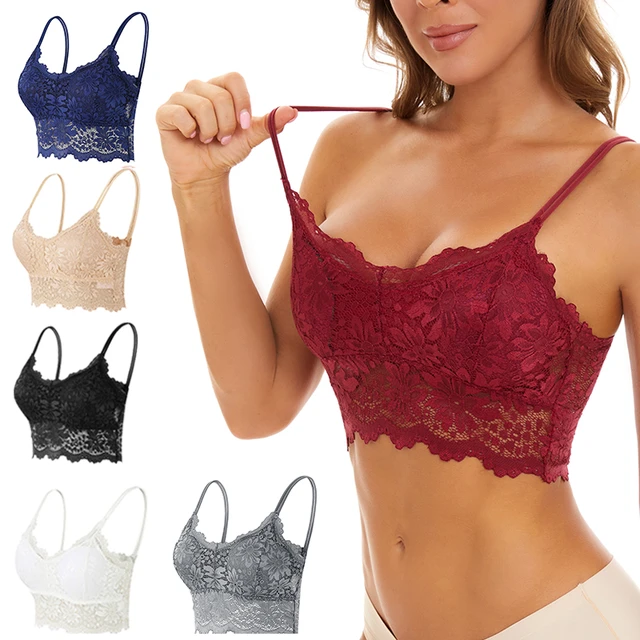 Cheap Women's Lace One-Piece Invisible Casual Sleep Bra Soft Wide Strap  Beauty U-Back Breathable Bralette Elegant Smooth Underwear