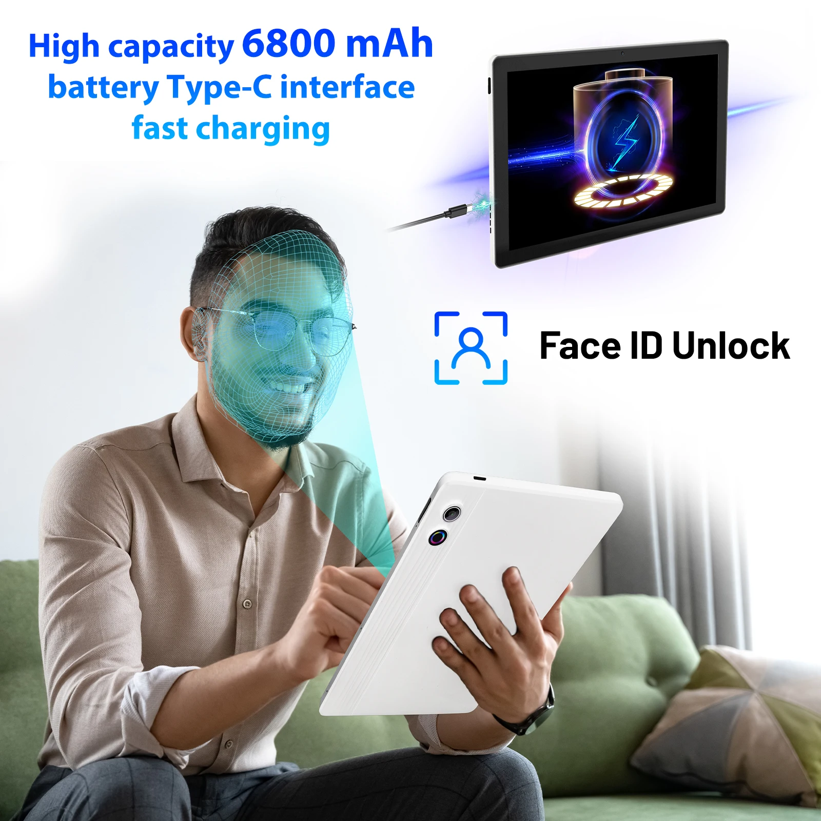 A7L 10.1-inch Android 14 Tablet 14GB RAM 64GB ROM Octa-Core Processor HD IPS WiFi Protective Case Pen Keyboard Mice Headphone 6