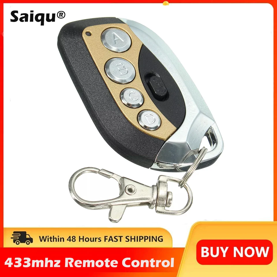 Mando A Distancia Universal Para Puertas Y Garajes - 433.92 MHz, 4 Botones, Clona Código Fijo - Pack De 2 Unidades