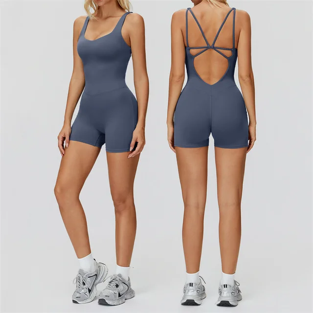 TRY TO BN Gym Jumpsuit Sports Cross Beautiful Back Sportswear Bodysuit Fitness One Piece Set Workout Running Women Yoga Clothing