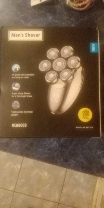 Homens 7d flutuante barbeador elétrico molhado seco barba aparador de pêlos navalha elétrica recarregável cabeça careca máquina de barbear display lcd photo review