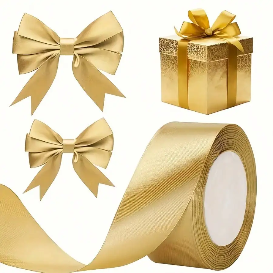 1 Piece Gold Ribbon Elegant Shiny Surface Treatment Suitable for Gift Packaging Wedding Decoration Bouquets Etc