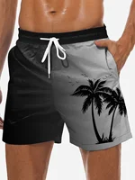 Men's Loose Beach Shorts Drawstring Quick Dry Coconut Tree Shorts For Summer Women Men 3D Print Casual Oversized Sport Shorts 1