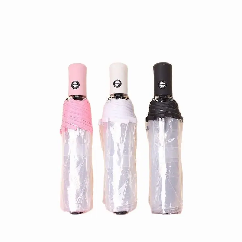 Transparent Windproof Automatic Folding Umbrella, Unisex Outdoor Travel Business Simple Portable Car Sun Umbrella