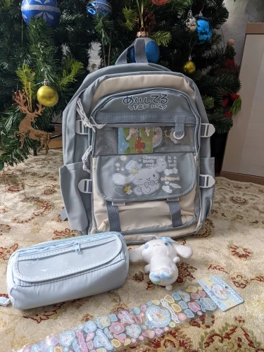 Mochila de juguete de peluche de Anime Sanrioed Cinnamoroll, mochila escolar azul para niños y niñas, mochila escolar Kawaii para estudiantes, regalo grande para ordenador photo review