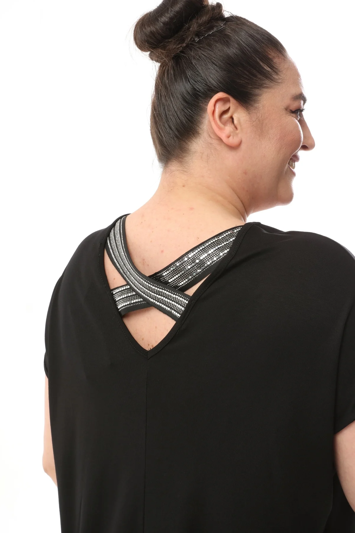 Женская блузка с перекрестными деталями, разработанная и изготовлена в Турции, Новое поступление