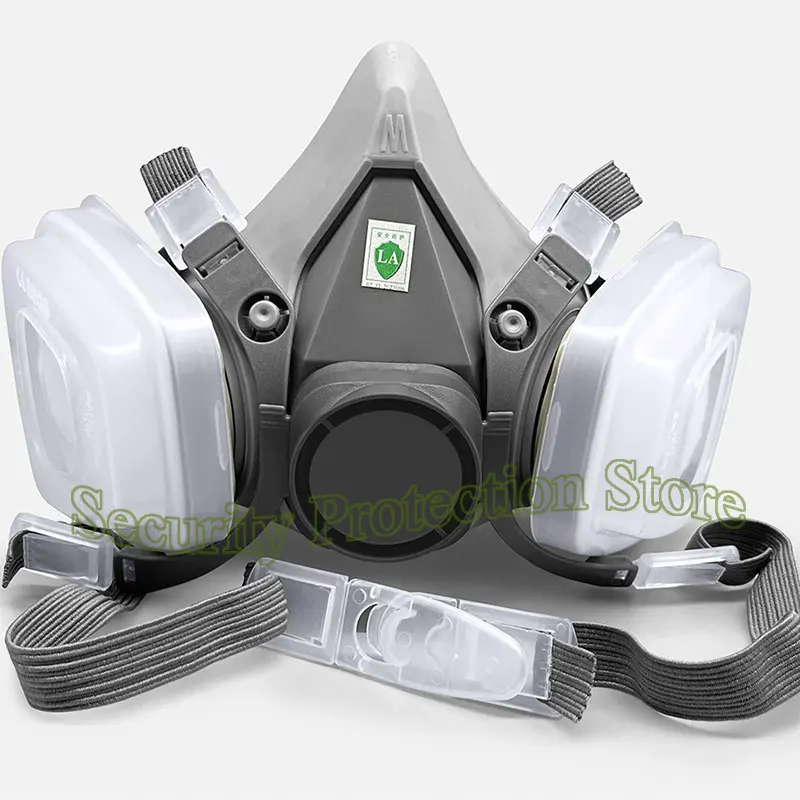 Dust Mask Gas Mask Dustproof Respirator Face Respirator Gas Respirator Half Face Respirator Mask 6200 with 5N11 Particle Filters for Industrial Labor Paint Spray