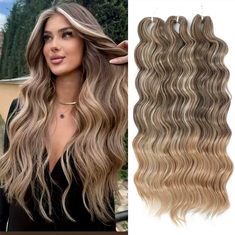 Anna onda solta crochê extensão do cabelo 300g fibra de alta temperatura 24  polegadas 3 peças/lote ombre loira torção crochê cabelo encaracolado -  AliExpress, image size:960x960