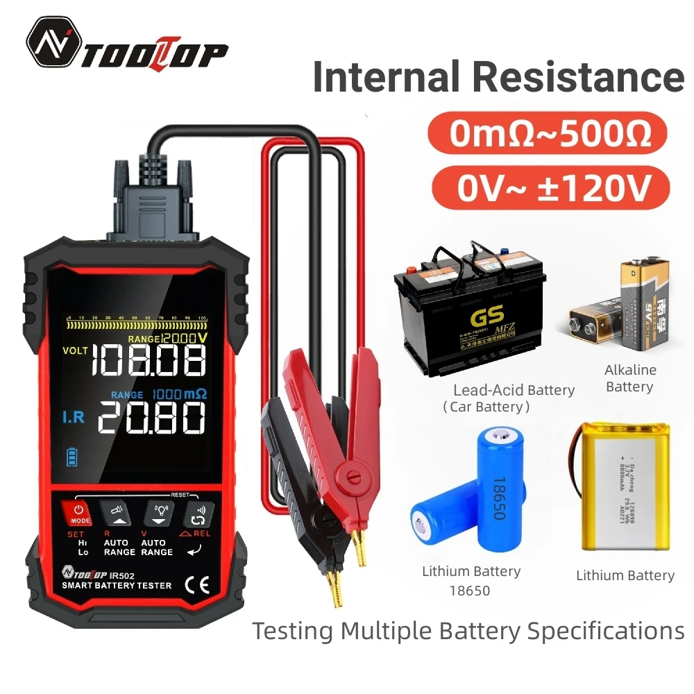 IR500/IR502 Battery Internal Resistance Tester 120V 0.000mΩ~500Ω High Precision Calibratable Lead Acid alkaline Lithium Battery