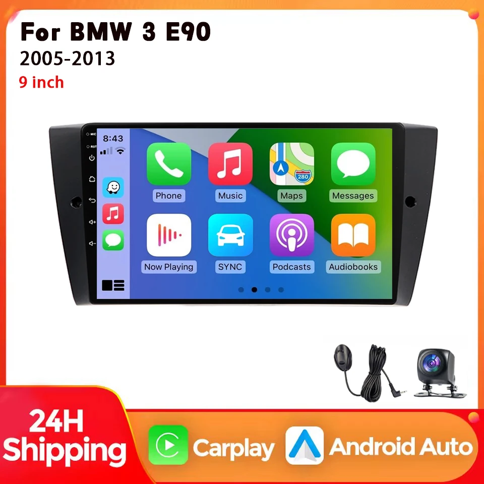 Nueva versión multimedia de radio para coche para BMW E90, E91, E92, E93 (2006-2012), equipada con CarPlay, 4G, Wi-Fi, GPS, RDS, reproductor de DVD, estéreo para coche y DSP. 1