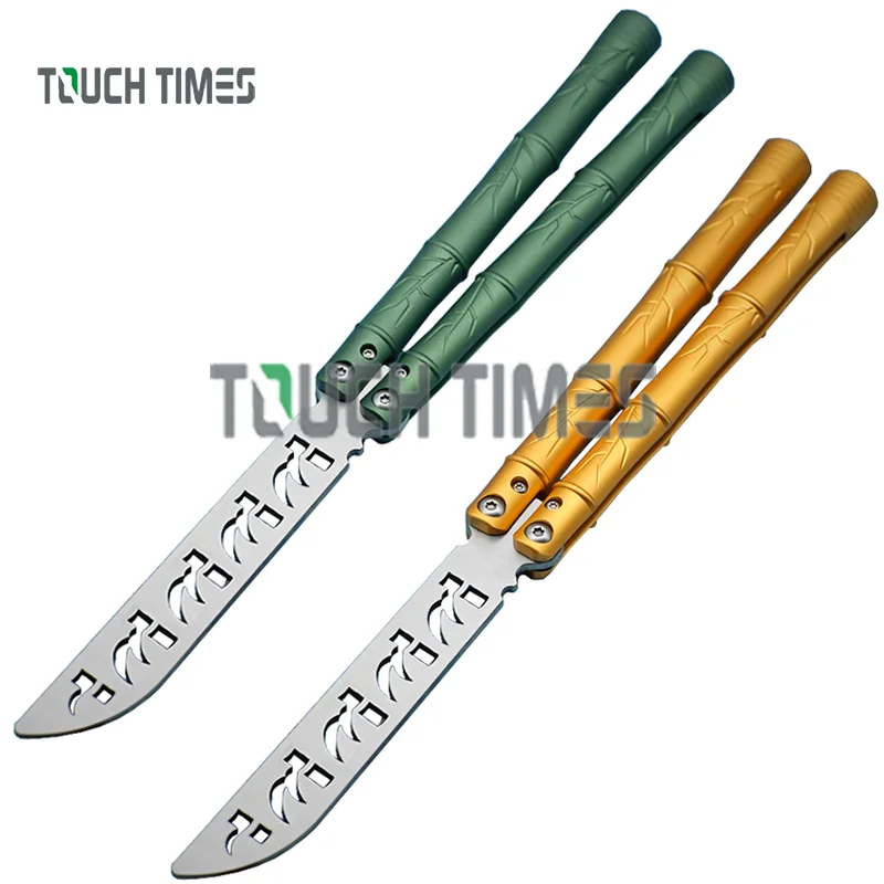 TheOne Bamboo Balisong Butterfly Trainer Knife Channel Aluminum Handle