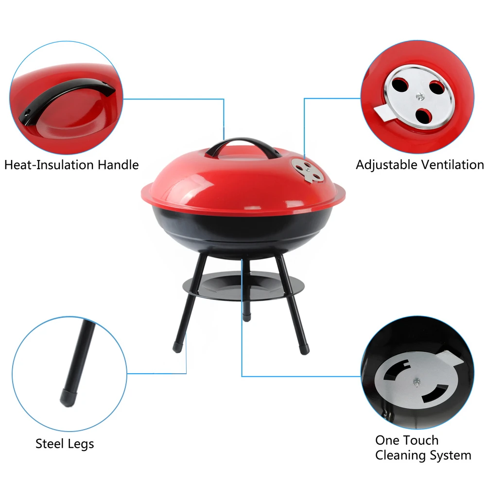 Barbecue Portable Picnic Time Buccaneer – Charbon De Bois – Fourre-tout Noir Avec Accessoires