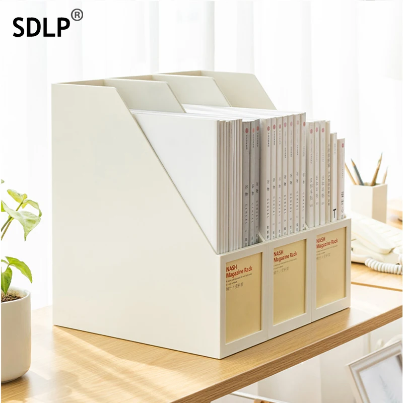

SDLP A4 Document Organize Plastic File Holder Paper Magazine Storage Box 3 Color With Label Large Capacity Office Supplies