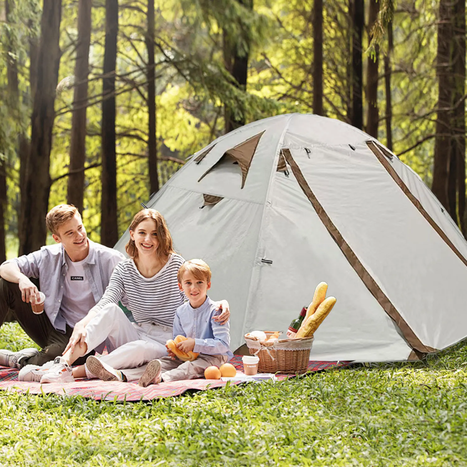 Tente de pêche imperméable légère - Double porte pour camping et randonnée facile à monter