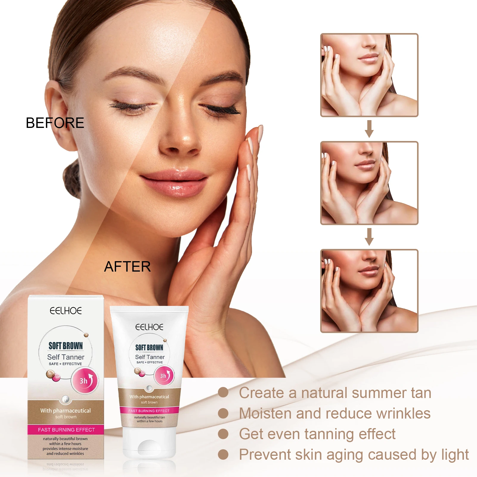 EELHOE Body Bronzer Cream Sun Tanning Protection Fake Tanner Self Tanning Moisturizer Sunless Tanner Body Cream 30ml