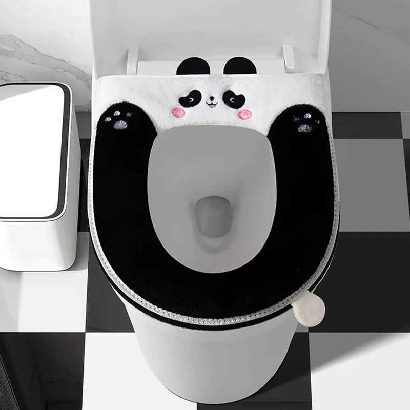 Home Toilet Seat cover toilet seat cover Four Seasons Universal Winter warm Closestool Cushion Zipper Cute Panda Soft Toilet Seat mat potty case