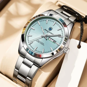 PAAZOMU Men's Watch Sand Dial 40mm Quartz Watch 30m Waterproof 316L Stainless Steel AR Coated Dome Glass WristWatch for Men