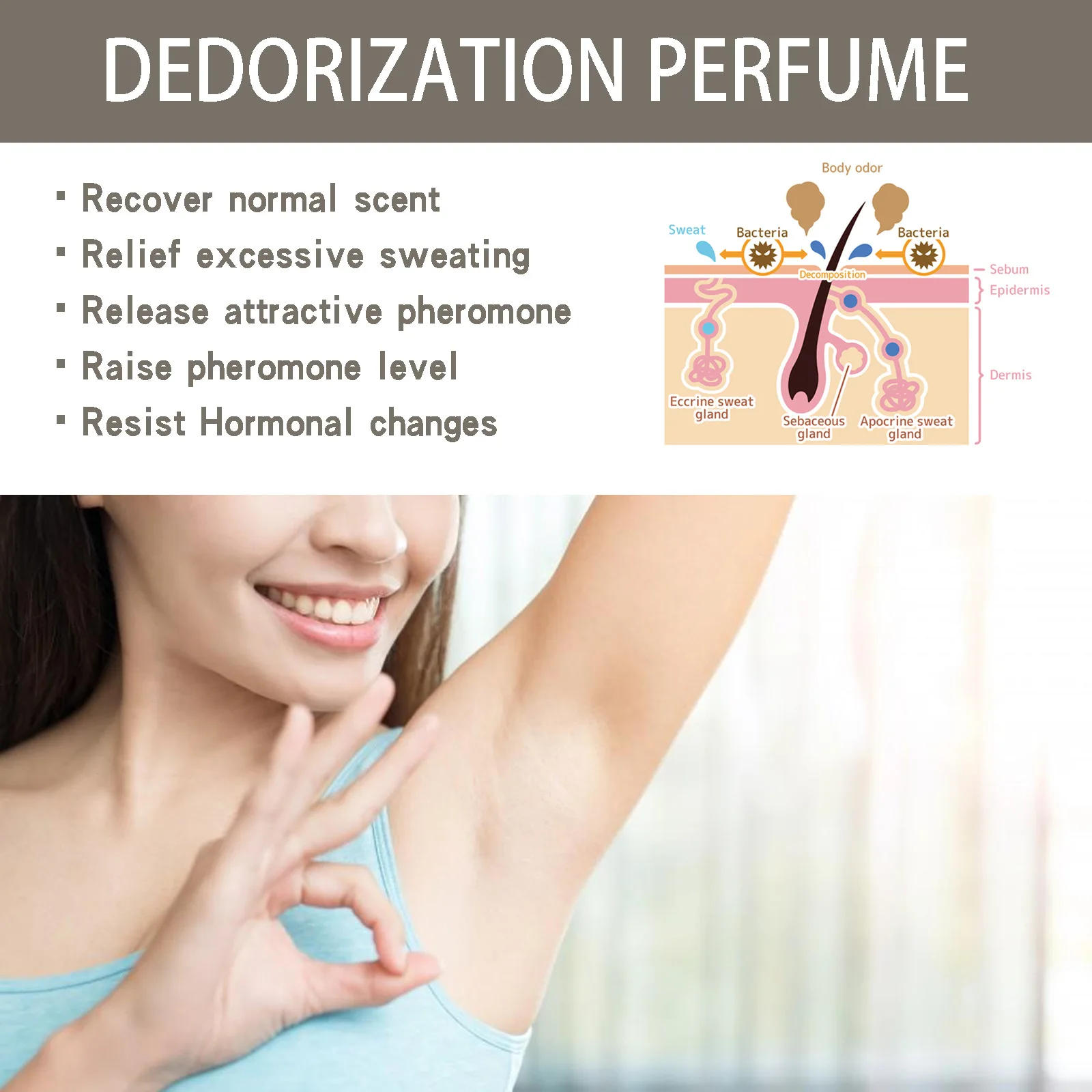 Ouhoe 10ml Deodorant Refresher Rolling Long Lasting Floral Fragrance Remove Odor Antiperspiration Dating Light Scented Roller