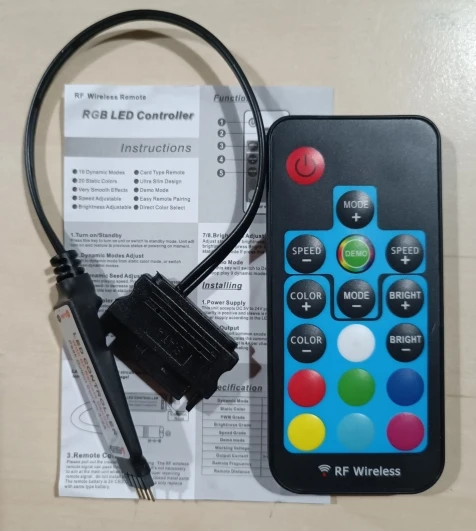 12V SATA RGB 17Key RF Remote Controller For PC Case LED Strip photo review