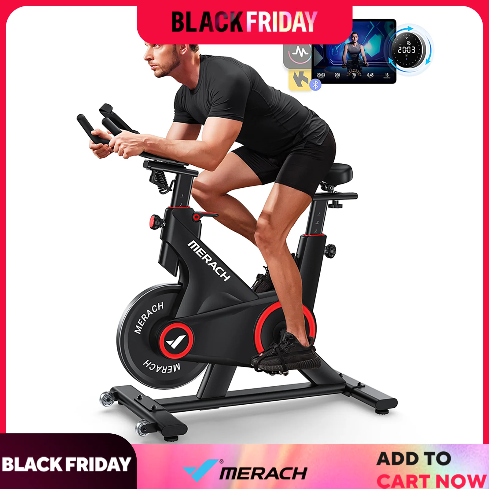 MERACH Indoor Cycling Bike Exercise Bike for Home with Magnetic/Auto Resistance Bluetooth Stationary with APP Data Tracking