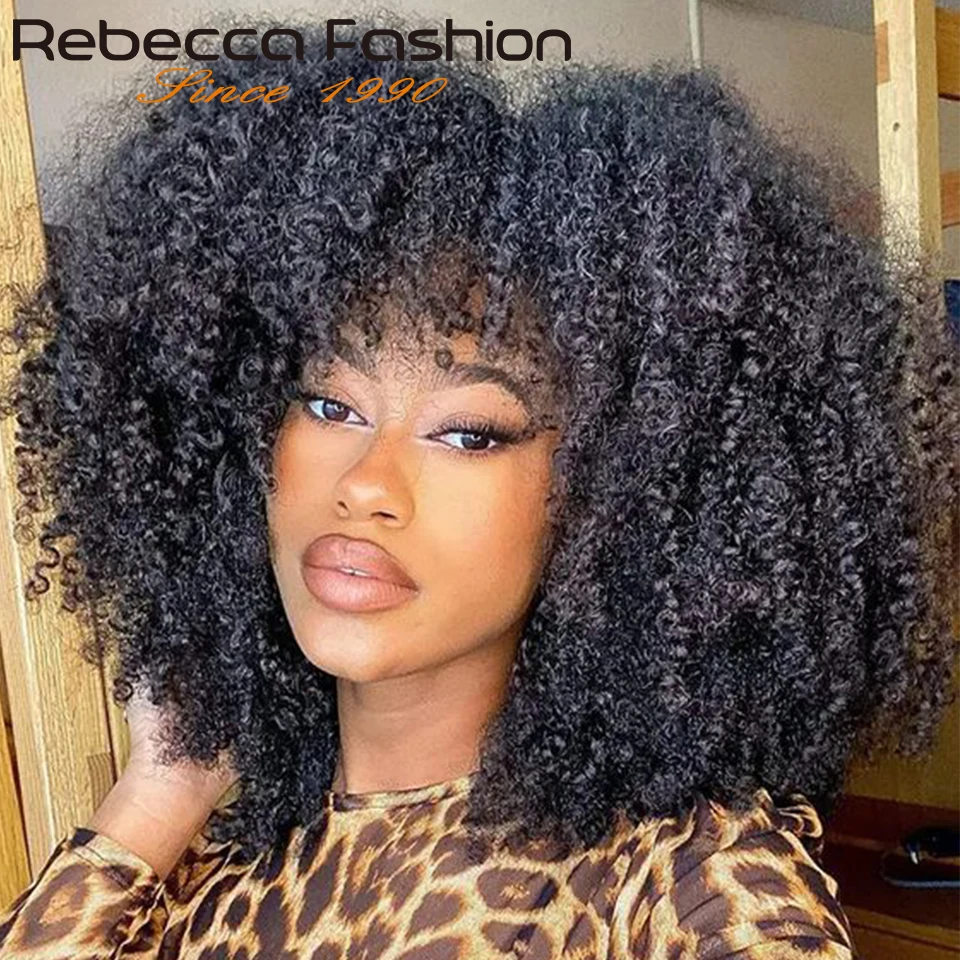 100% Brazilian Remy Hair Short Afro Kinky Curly Human Hair Wigs For Black Women - Foto 3