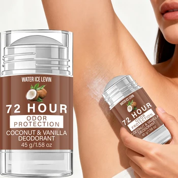 Deodorante Stick Water Ice Levin Profumo di Cocco e Vaniglia Protezione dagli Odori 72H Prodotto Naturale Delicato e Rinfrescante per la Cura del Corpo 45g